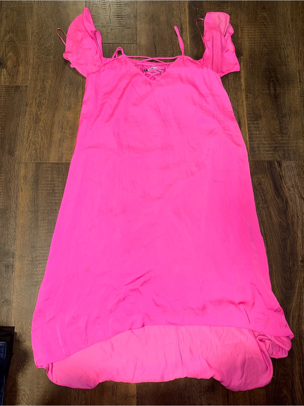 Jennifer Lopez Hot Pink Cold-Shoulder Womens’ Dress with Lace-Up Neck